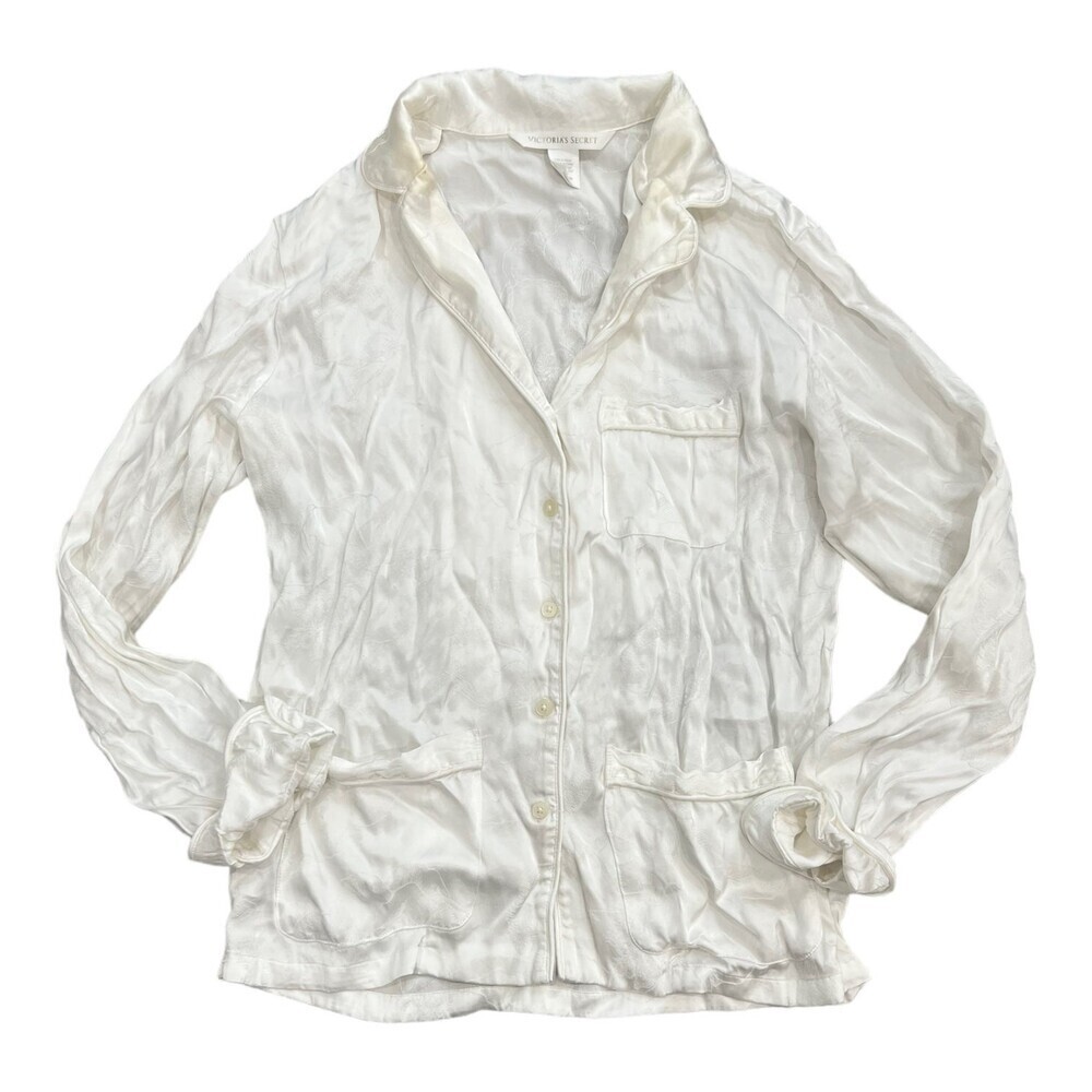 Victoria’s Secret Vintage White Viscose Satin Pajama Top XS